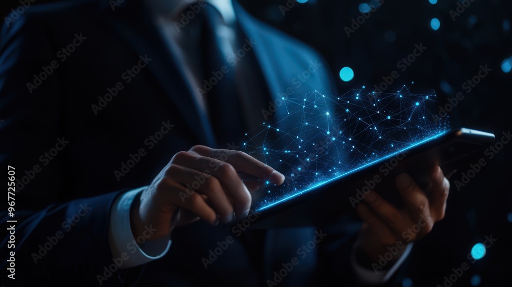Poster data protection and cybersecurity are elevated by biometric authentication on digital tablets,