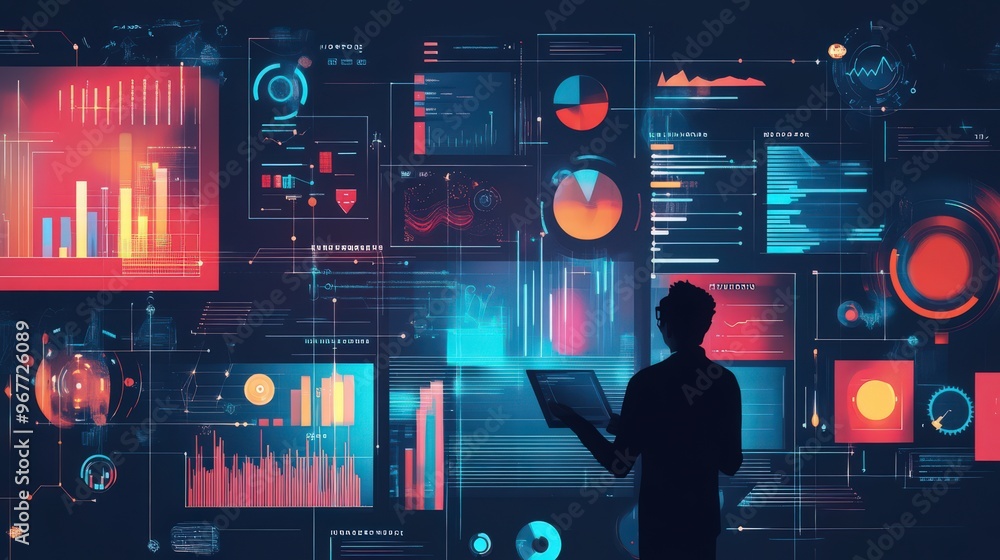 Poster data science and ai technology work together seamlessly, utilizing machine learning to enhance decis