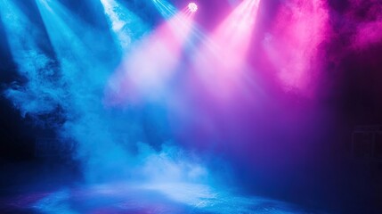Mystical Blue and Pink Stage Lights with Smoke - Perfect for Event Design and Backgrounds.