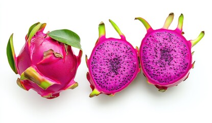 Fresh Dragon Fruit Slices and Whole Fruit