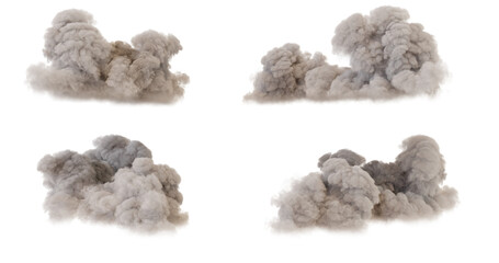 Smoke cloud special effect, isolated on transparent background. Abstract design element, cloud collection