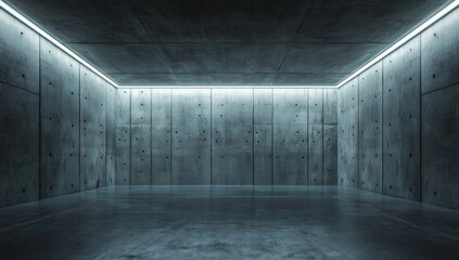 Minimalist Concrete Room with Subtle Lighting