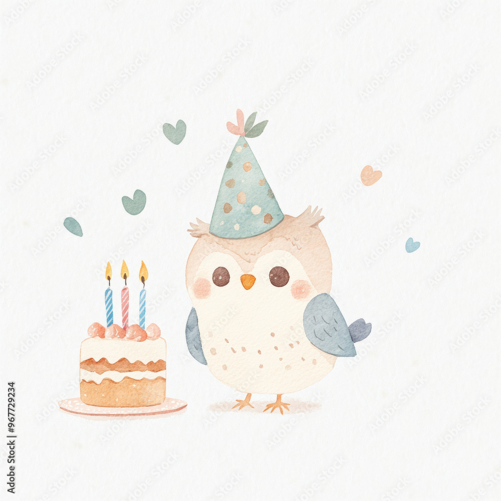 Poster owl birthday cake.