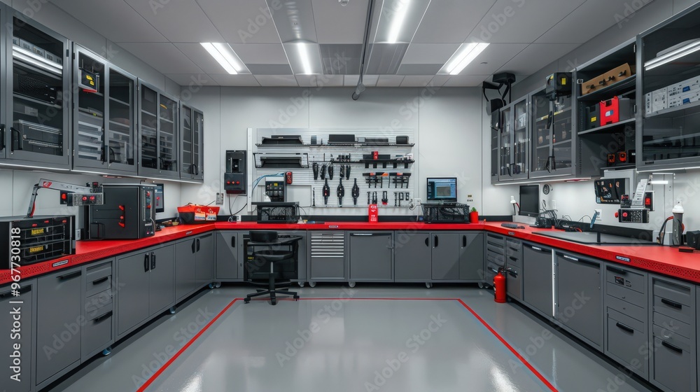 Poster workbenches equipped with integrated lighting systems and task-specific accessories enhance visibili