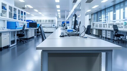 Workbenches in electronics laboratories incorporate static-control surfaces and integrated cable management systems