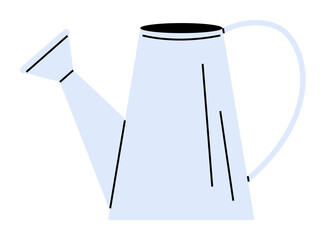 Light blue watering can with black details, handle, and spout, creating a minimalistic geometric design. Ideal for gardening, decoration, nature themes, plant care, and minimalist interior. Simple
