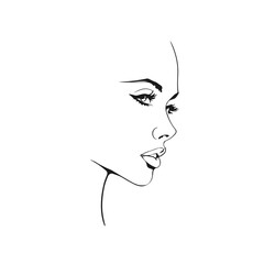 Abstract Woman Face Line Art Drawing. Female Face Linear Drawing. Vector Illustration Minimalistic Style. for Modern Design: Prints, Wall Art, Posters, Social Media.