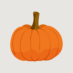 Vegetable pumpkin. Vector. Autumn pumpkin symbol for Halloween or Thanksgiving. Flat design. Orange pumpkin silhouette on white background. 