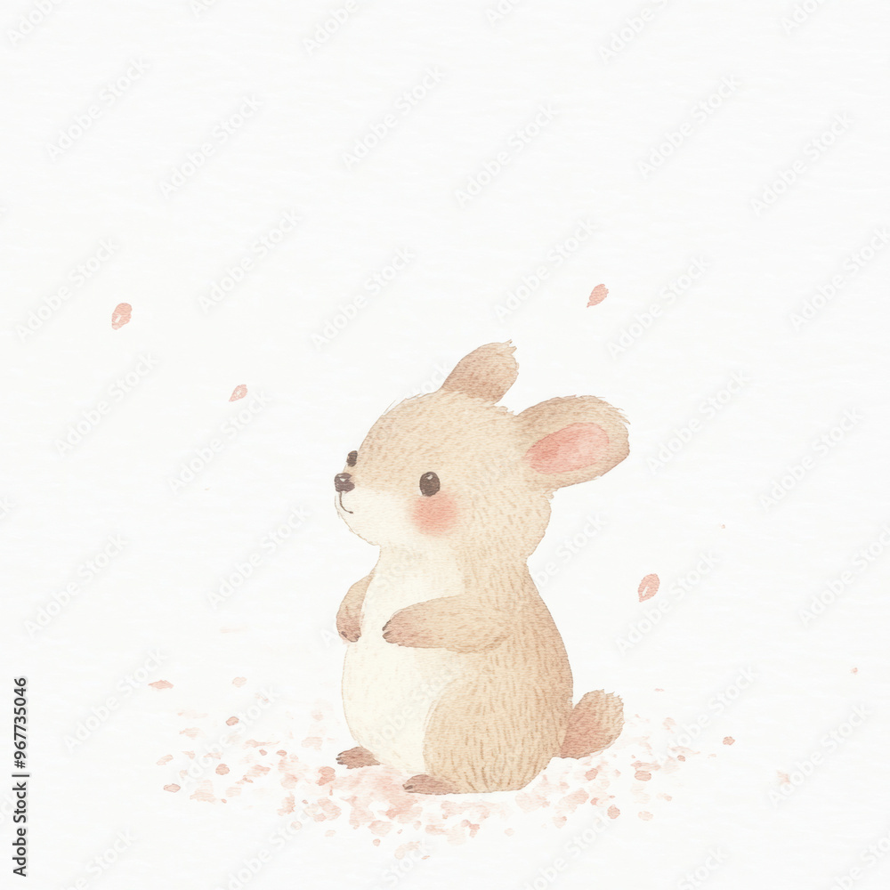 Sticker cute bunny watercolor.