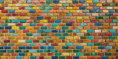 Multicolored brick wall texture with a variety of hues and patterns, brick, wall, texture, background, multicolored