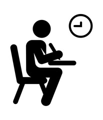 doing tasks on time. deadline time black icon illustration. someone is writing.