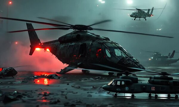 Helicopters in a Foggy Night