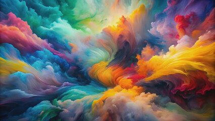 Obraz premium Colorful and dynamic abstract background with splashes and brush strokes in an oil painting style , abstract, background