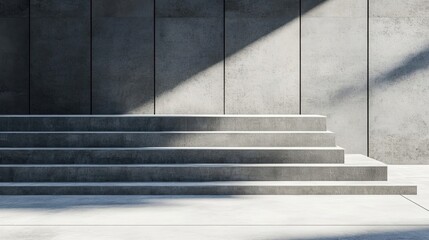 Concrete Steps and Wall with Sunlight and Shadows