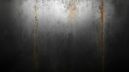 gritty, grunge-style steel texture with rust patterns and soft blur effects. The metallic surface has a worn, aged appearance, evoking themes of decay, strength, industrial history, and resilience