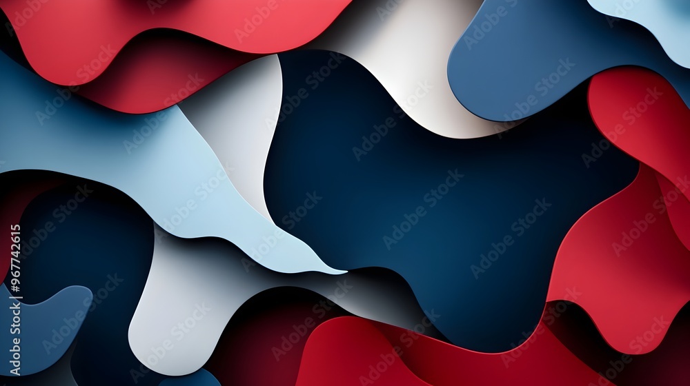 Poster vibrant abstract fluid shapes and geometric patterns in striking color palette