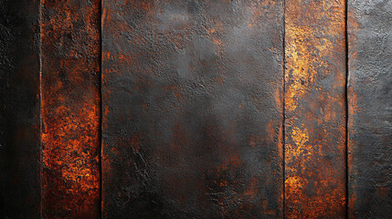 gritty, grunge-style steel texture with rust patterns and soft blur effects. The metallic surface has a worn, aged appearance, evoking themes of decay, strength, industrial history, and resilience