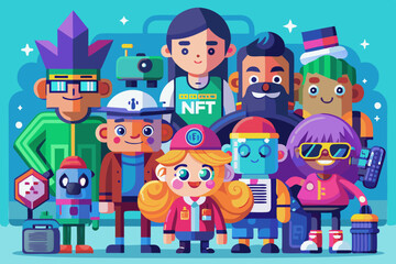 Fototapeta premium NFT Flat Characters 