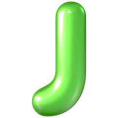 Balloon Green Font J 3d Render