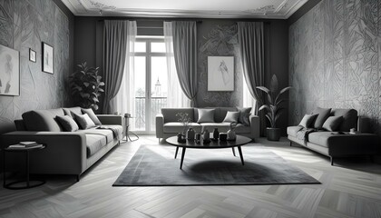 Photo interior modern design room 3d illustration;
