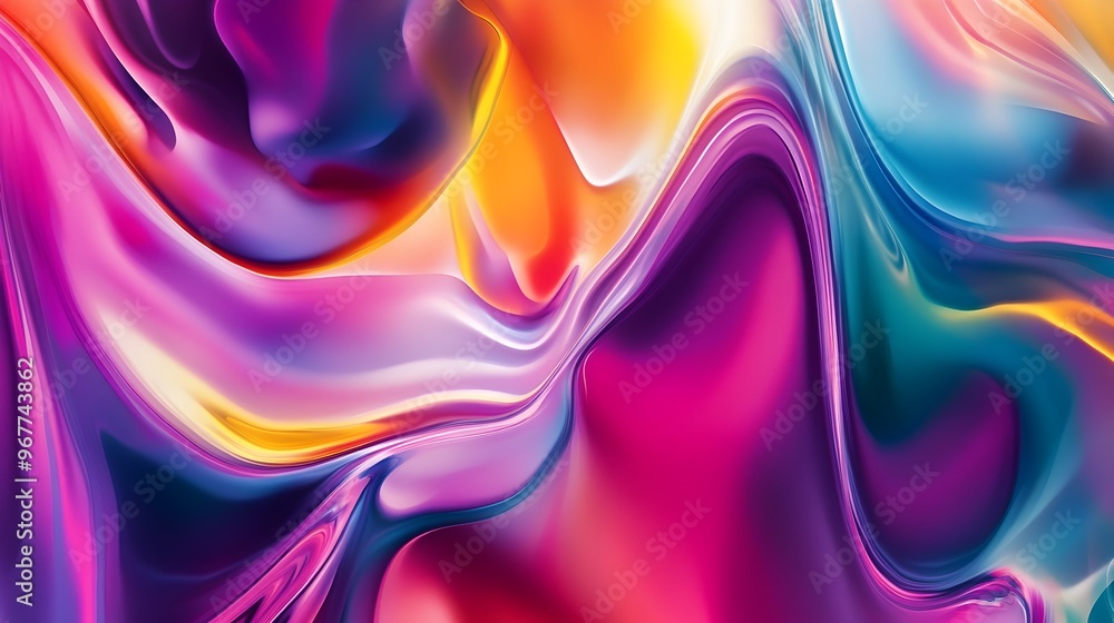 Aufkleber mesmerizing abstract fluid shapes and vibrant color gradient backdrop for creative visuals