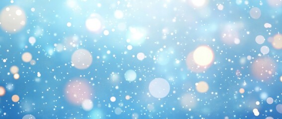 Obraz premium Abstract background with snowflakes and bokeh lights. Winter Christmas pastel blue banner. Space for text. Vector illustration.