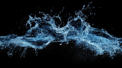 Obraz premium Blue water splash isolated on black background. isolated on a solid black background. Illustrations 