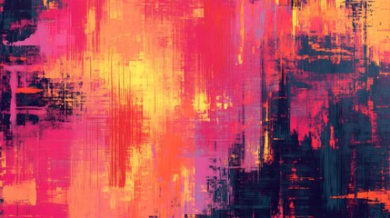 Naklejka premium Vibrant Abstract Artwork with Colorful Splashed Paint Textures and Geometric Patterns