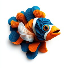 Fototapeta premium Colorful and vibrant paper art fish showcasing intricate design and texture, perfect for decor or aquatic themes.