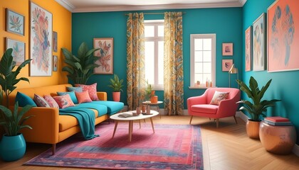 Photo interior modern design room 3d illustration;