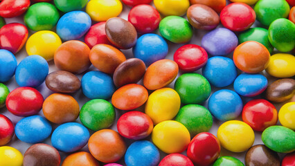 Obraz premium Close-up of colorful M&M's candy, Tambov, Russian Federation, August 26, 2012, M&M's, candy, Mars Incorporated, sweet, chocolate