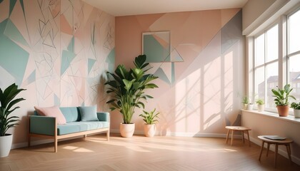 Photo interior modern design room 3d illustration;