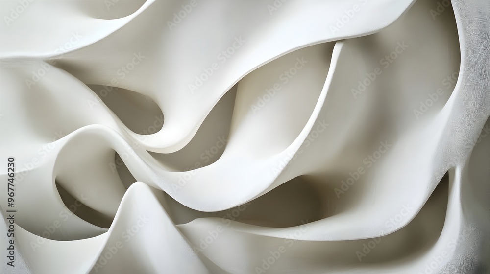 Poster Captivating Abstract Wavy Fabric Texture Background in Soft Beige Tones