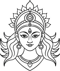 durga devi line art illustration