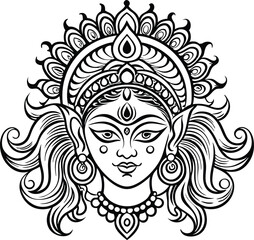 durga devi line art illustration