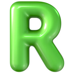 Balloon Green Font R 3d Render