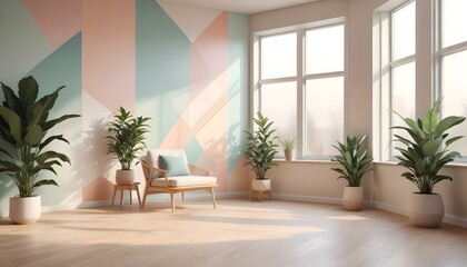 Photo interior modern design room 3d illustration;
