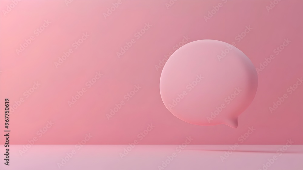 Poster minimalist 3d floating speech bubble with smooth edges on pastel background