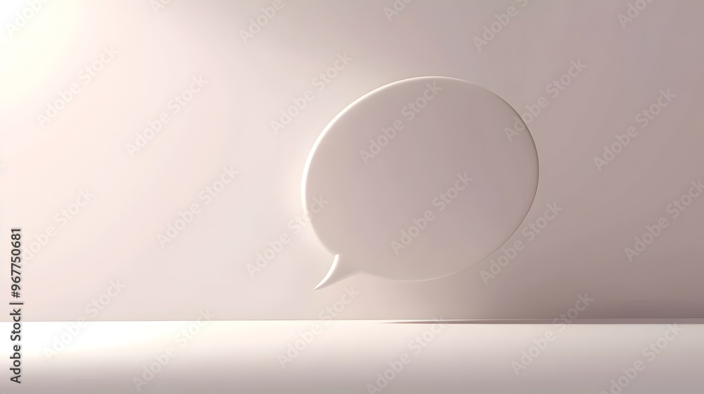 Poster elegant 3d speech bubble mockup hovering above blank surface