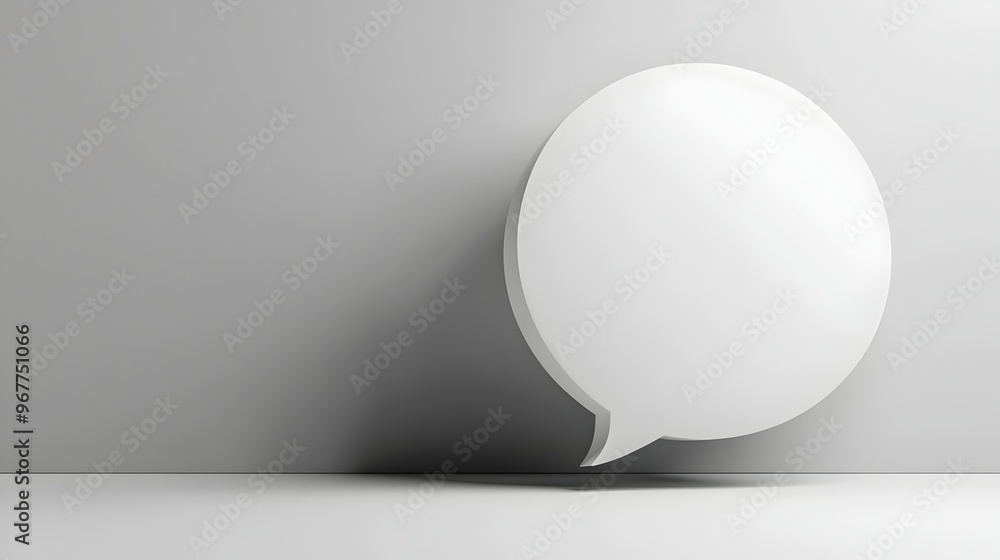 Poster minimalist centered 3d matte speech bubble mockup on monochrome background