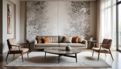 Photo interior modern design room 3d illustration;