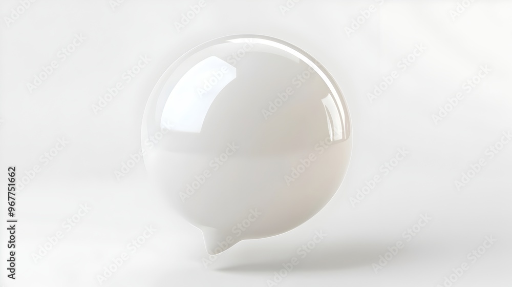 Aufkleber smooth glossy 3d speech bubble mockup floating on solid white background