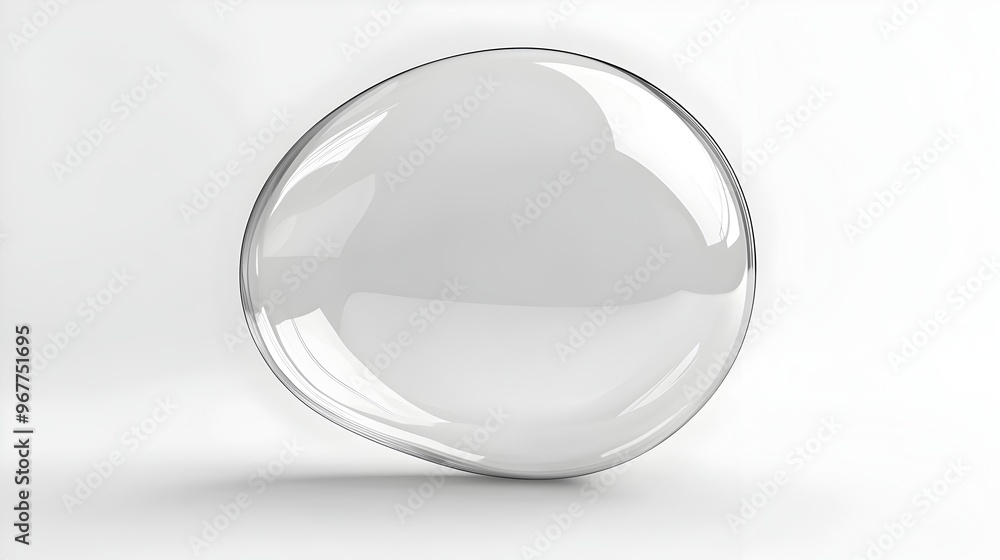 Poster elegant floating 3d speech bubble with smooth glossy texture on white background