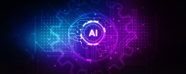 2d illustration Artificial Intelligence (AI) concept