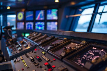 Wheelhouse control board of modern industry ship