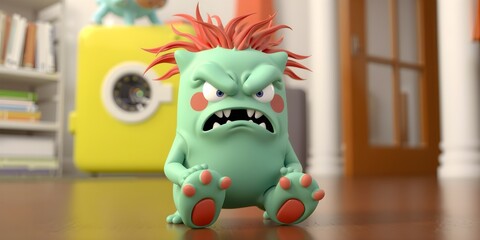 Fototapeta premium Red Cheeks and Stomping Feet: The Angry Little Monster