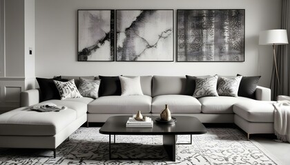 Photo interior modern design room 3d illustration;
