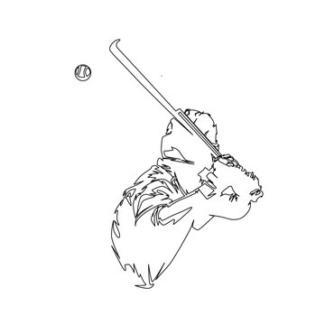 recommend clip art: Baseball batter, hitter, isolated vector silhouette, line art