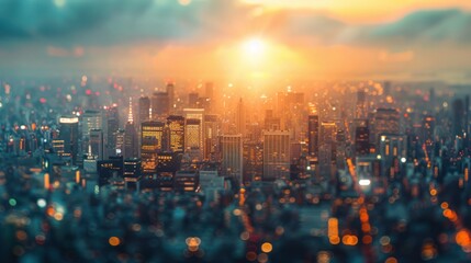 Out-of-focus cityscape with intentional blurring to create a dreamy, surreal atmosphere