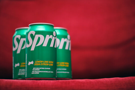 Une canette de soda de marque Sprite